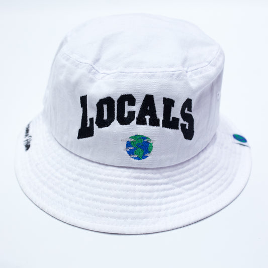 "LOCALS" Bucket Hat (White/Black)